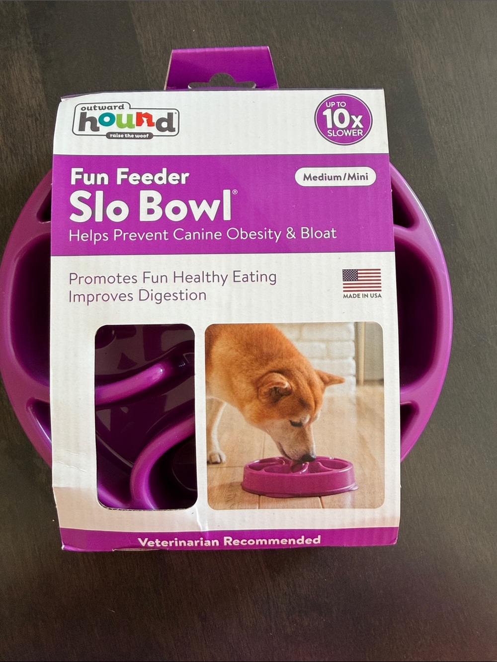 Outward Hound Slo Bowl Slow Feeder - Bright Purple